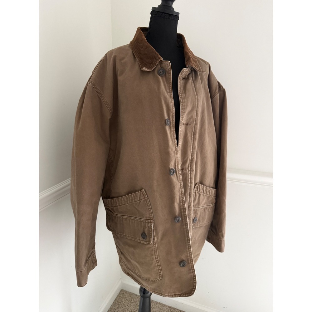 Vintage Orvis Barn Jacket Field Brown Canvas lined Corduroy Collar Gorpcore XXL - Picture 14 of 14